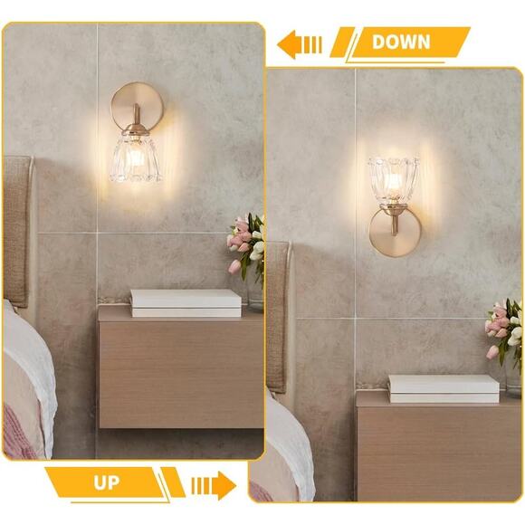 Vintage Hardwired Wall Sconce Set of 2,Small Wall Light Fixture with Clear Glass - Picture 5 of 7